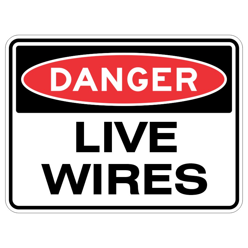 Okay kiddo, imagine a shiny metal sign that has a special layer on top that helps protect it from the sun. On that sign are the words "DANGER - Live Wires" to let you know to be careful around electrical wires that could hurt you if you touch them.