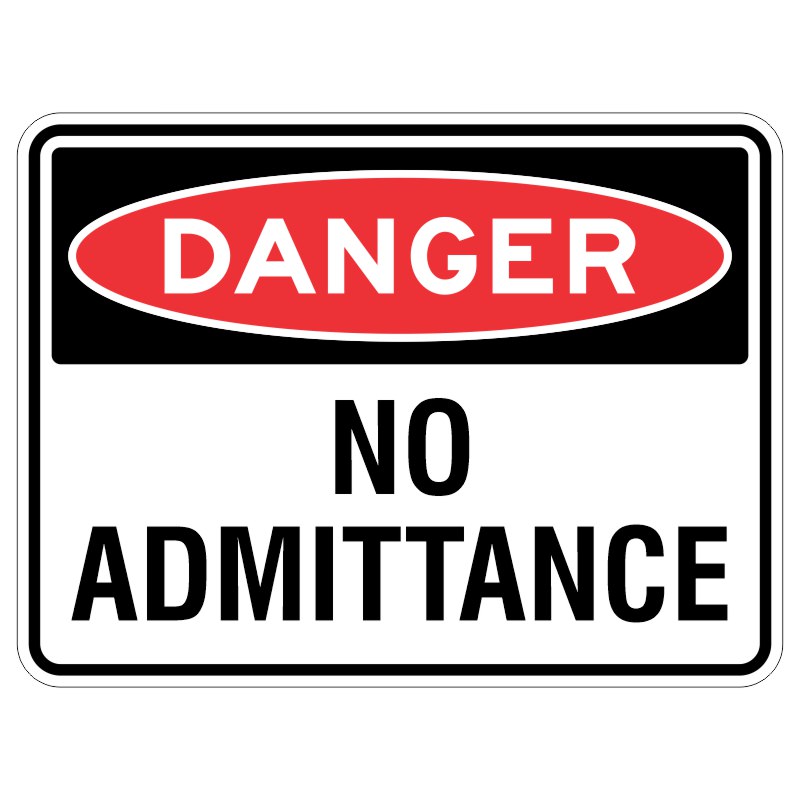 This sign is made of special strong material called aluminum and has a shiny coating to protect it from sunlight. It has a serious warning that says "Do not go in this area because it is very dangerous!"