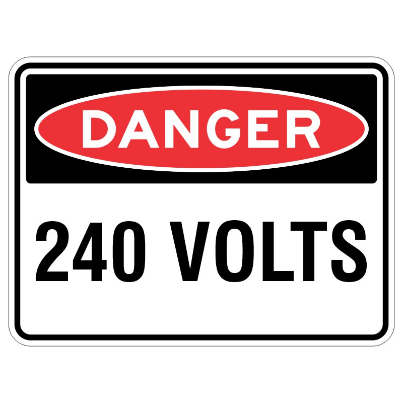 This sign is like a super important warning that says "Be careful!" because it has 240 volts of electricity, which is very powerful and can hurt you. The sign is made of aluminum, which is a strong material, and it has UV lamination to protect it from getting damaged by the sun. So, it's like a special shield that tells you to stay far away from danger!