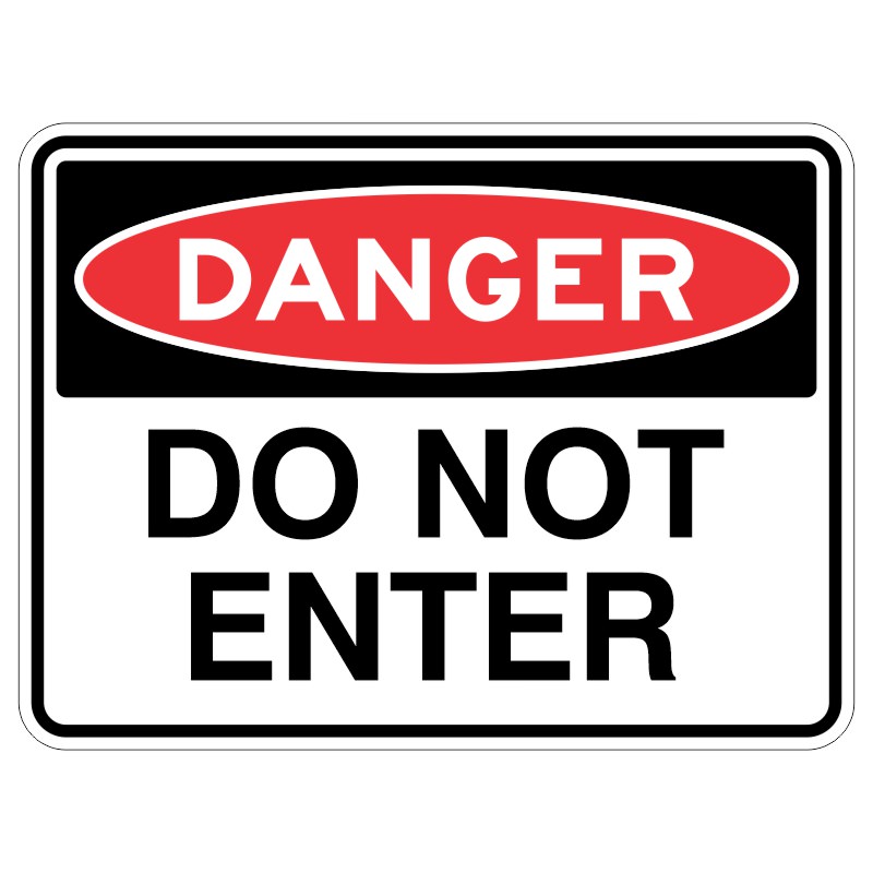 This sign is made of shiny aluminum and has a special coating to protect it from sunlight. The words on the sign say "DANGER - Do Not Enter" to tell people to stay away from that area because it is not safe.