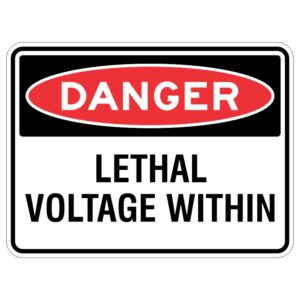 This sign is like a magic shield that warns you in bright colors to stay away from areas with super powerful electricity that could hurt you really badly.