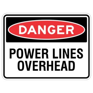 Imagine you have a very important sign made of super strong material and it has a special coating to keep it safe from the sun. The sign has a message that says, "Be careful, there are power lines above you that could be dangerous."