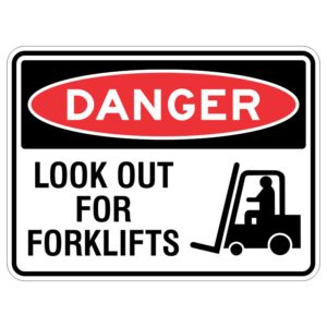 This sign is like a superhero shield that tells everyone to watch out for big trucks that move things! It has shiny armor to protect it from the sun and strong colors to shout "Stop, danger ahead!"