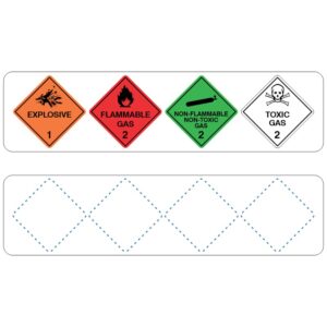 A customizable dangerous goods identification sign featuring four diamond-shaped symbols.