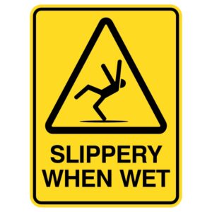 These durable metal signs, brightly colored for visibility, warn "Slippery When Wet," reminding everyone to exercise caution on slippery surfaces and enhancing safety in wet conditions.