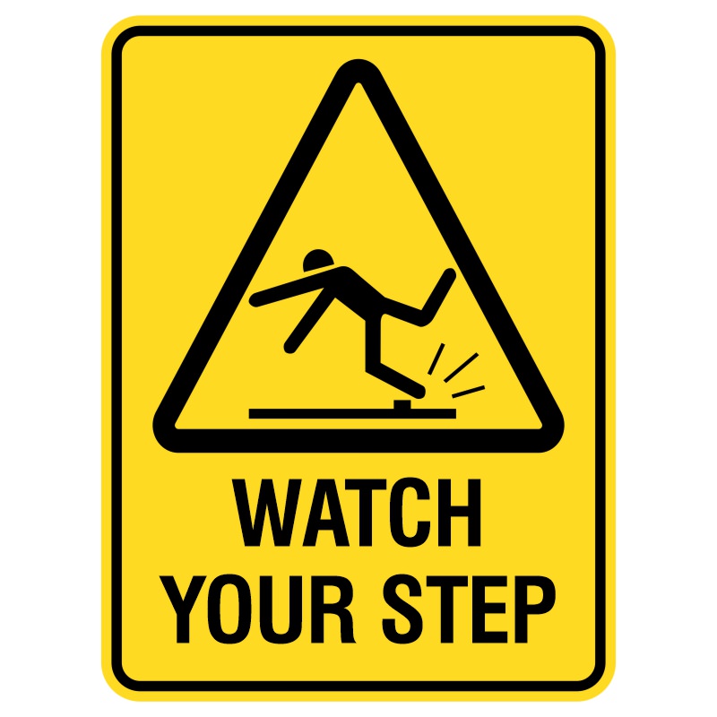 Imagine durable metal signs that say "Watch Your Step!" These robust signs withstand outdoor elements without fading. They remind people to be cautious, especially on stairs and busy paths, making them ideal for stores and construction sites to enhance safety.