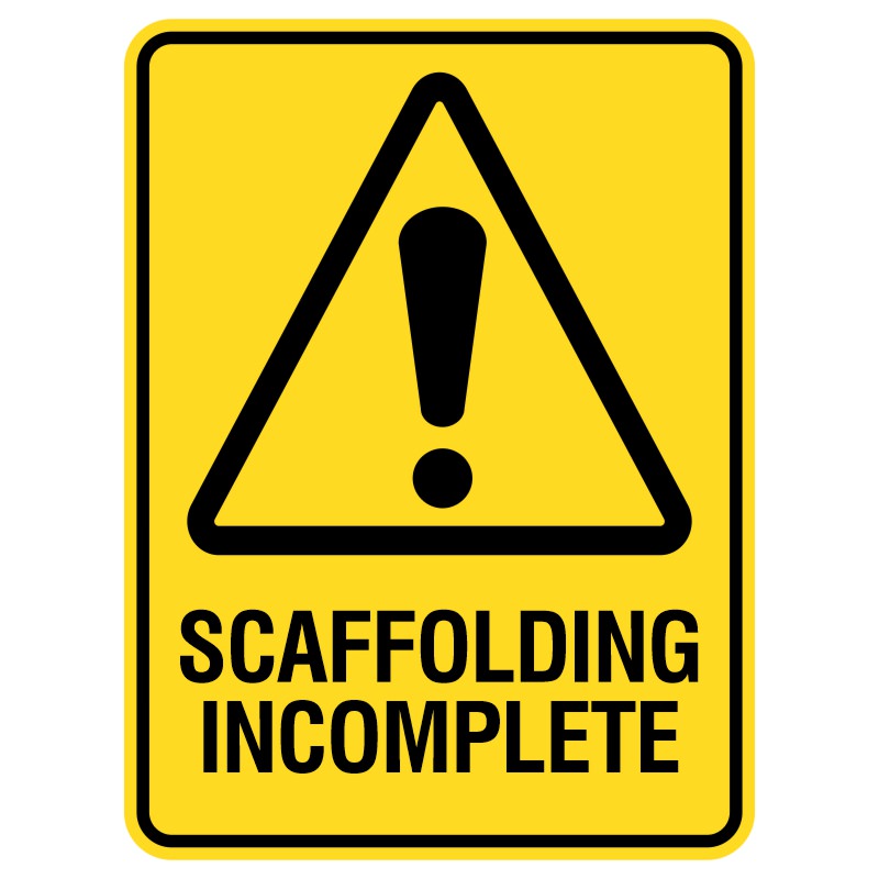 We created durable metal signs that say "Scaffolding Incomplete" for a large building project. These signs are weather-resistant and serve as reminders for everyone to exercise caution, ensuring safety during construction. They're suitable for both indoor and outdoor use, making them essential for preventing accidents.