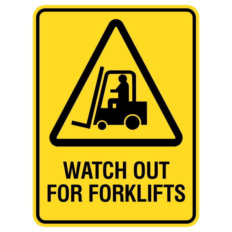 This durable sticker reads "Watch Out For Forklifts!" and withstands outdoor conditions, ensuring visibility and safety around forklifts. Its protective cover prevents fading, keeping the message clear and memorable.