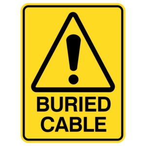 This durable metal sign warns of important buried cables. Weather-resistant and shiny, it ensures visibility over time, helping people avoid accidental digging and keeping both the cables and everyone safe.