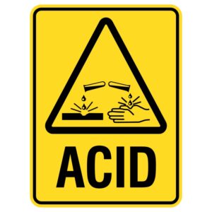 Imagine strong, weather-resistant metal signs that clearly communicate safety guidelines for handling powerful substances like acids. These signs can be used indoors in factories or labs and outdoors, ensuring everyone knows how to use these materials safely.