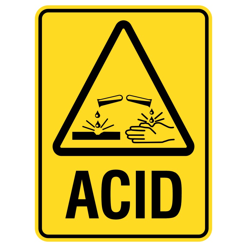 Imagine strong, weather-resistant metal signs that clearly communicate safety guidelines for handling powerful substances like acids. These signs can be used indoors in factories or labs and outdoors, ensuring everyone knows how to use these materials safely.