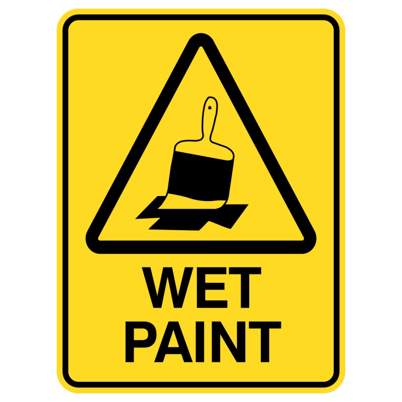 These durable aluminum signs warn, "Wet paint!" to prevent accidental contact. Their shiny finish ensures the colors remain vibrant and legible, whether indoors or outdoors, keeping everyone safe from smudging wet paint.