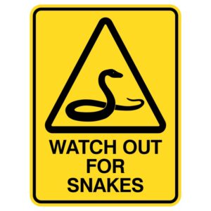 These durable metal signs are like strong stickers for outdoor use, featuring a special coating to withstand sun and rain. They warn, “Watch Out For Snakes,” promoting safety in areas where snakes may be present. They're essential for ensuring everyone stays cautious outdoors!